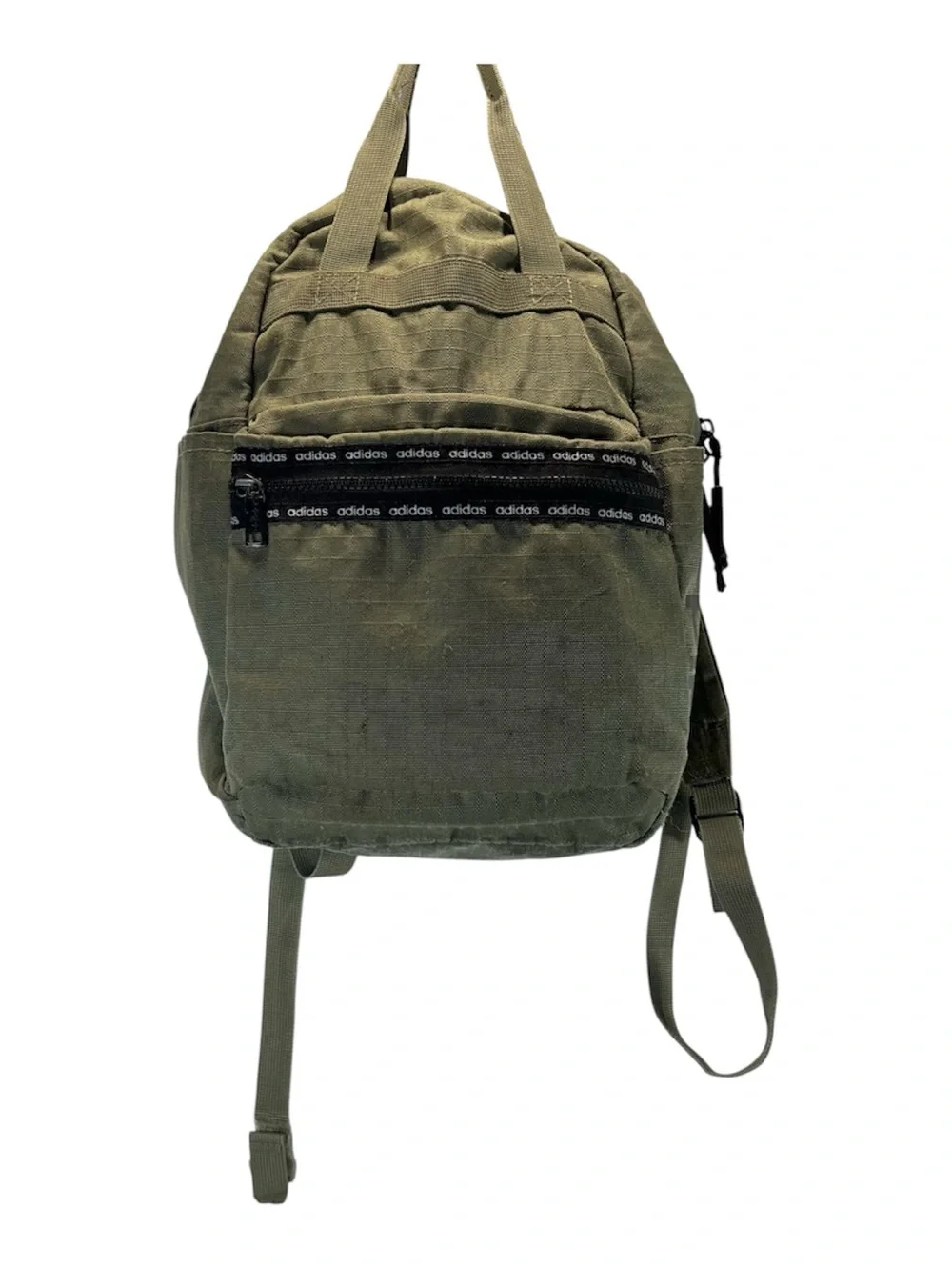 Distressed Adidas Mini Backpack Olive Green Broken in- AS IS